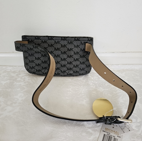 Michael Kors Black and Gray Logo Belt Bag-  S/M size.  Brand New! main image 11